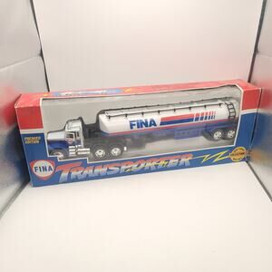 Fina Transpoter Fuel Truck Gas Oil Toy Vintage '70s Plastic Steel